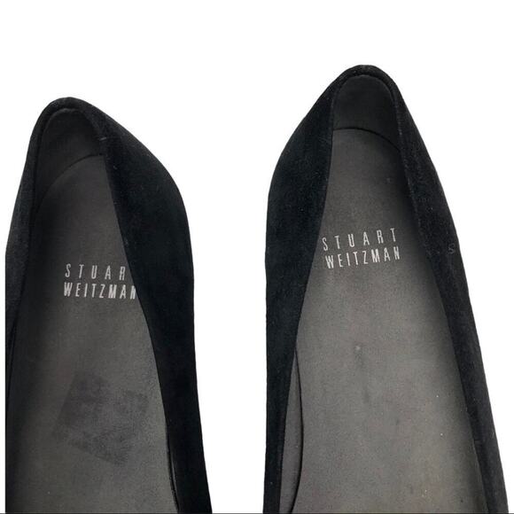 Stuart Weitzman Legacy Cap Toe Ballet Loafers Flat Black Suede Chain Accent 6 - Picture 14 of 16